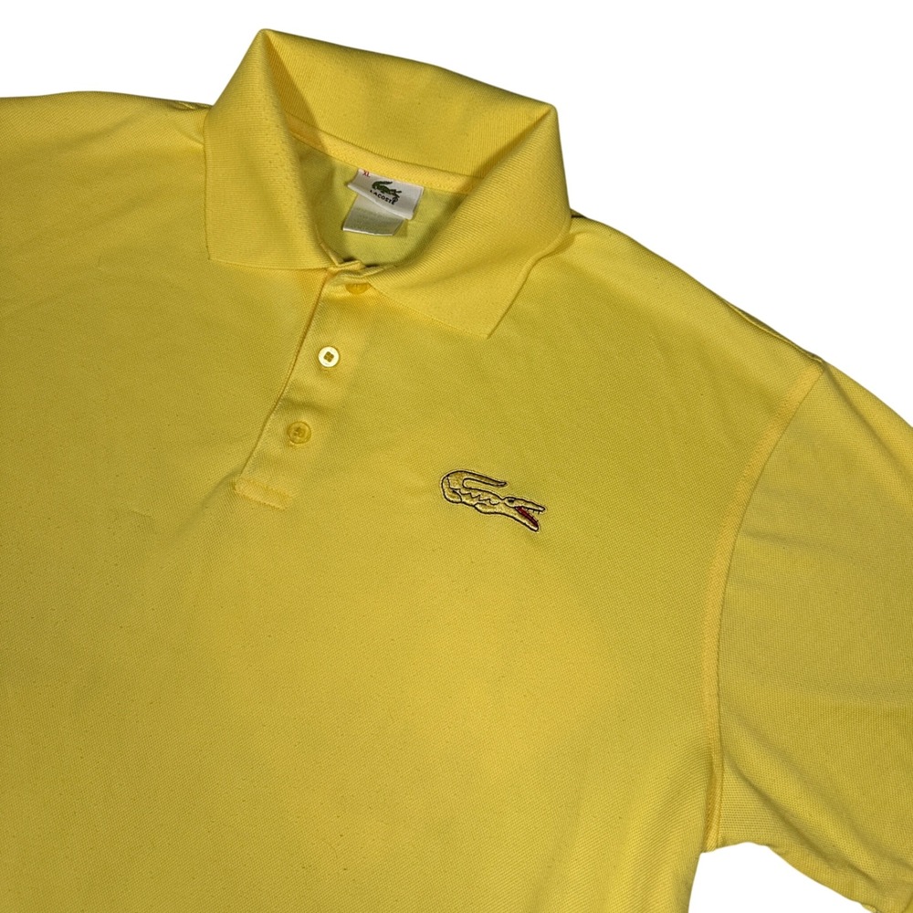 VTG Rare Lacoste XL Short Sleeve Polo Shirt Made in France Yellow Crocodile